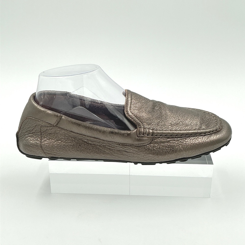 Aquatalia Size 8 Metallic Bronze Leather Driving Loafers Italy NEW Qaitlin $360